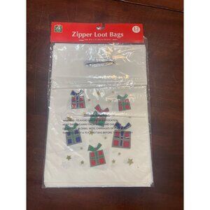Christmas House Zipper Loot Bags Treat Bags 12 Pack 8" x 11.5" Presents NEW